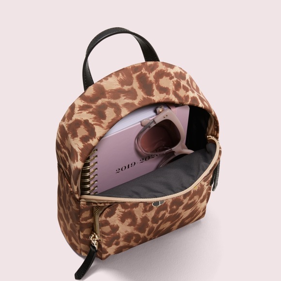 KATE SPADE Small Taylor Leopard Satin Nylon Backpack - Picture 3 of 7